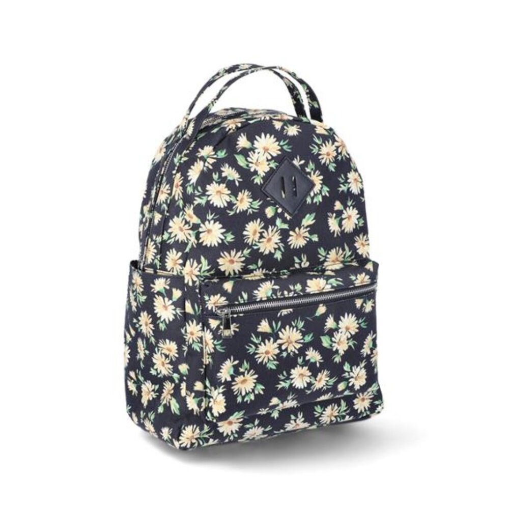 Dome Backpack, Black Daisy, Women's Vaction Work Travel Bag - Picture 3 of 5